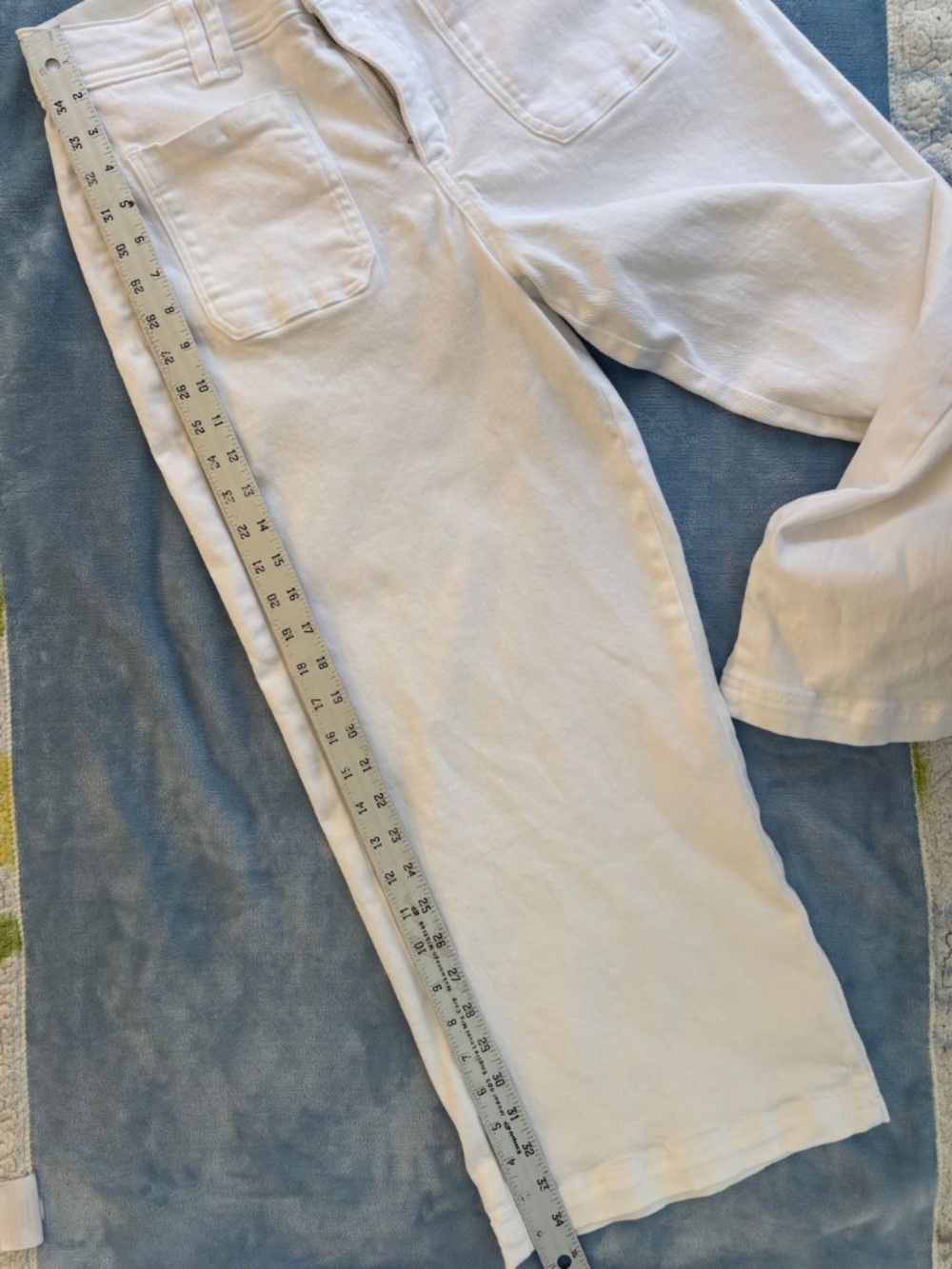 DEMOCRACY Ab Tech High Rise Patch Wide Leg Ankle White Jeans Size 10 - Picture 6 of 7